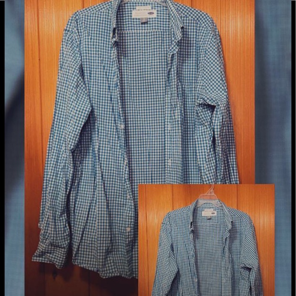 Blue men’s casual button down shirt